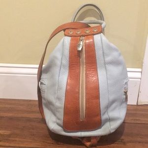 Valentina light blue leather hand bag
